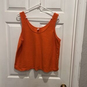 Old Navy Orange Cropped Knit‎ Sleeveless Tank Women's Size Large Cotton Blend